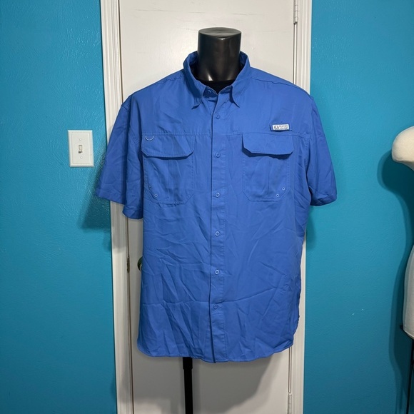 Realtree Blue Yonder Mens Vented Short Sleeve Fishing Guide Shirt 3XL UPF 40+ 3X - Picture 10 of 16